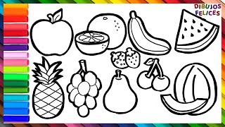 Cómo Dibujar y Colorear 10 Frutas 🍉🍊🍇🍌 Dibujos Para Niños [upl. by Caren]