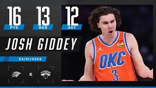 JOSH GIDDEY DROPS 10TH CAREER TRIPLEDOUBLE 👏  NBA on ESPN [upl. by Virg]