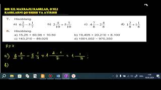 6sinf matematika 3mavzu BIR XIL MAXRAJLI KASRLAR OʻNLI KASRLARNI QOʻSHISH VA AYIRISH mavzusi 58 [upl. by Katsuyama]