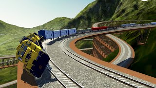 American Cargo Trains Derailments 🔥 beamng [upl. by Etteyniv980]