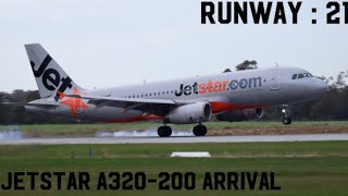 Jetstar A320200 Arrival RW21 MelbourneBusselton [upl. by Eremahs]