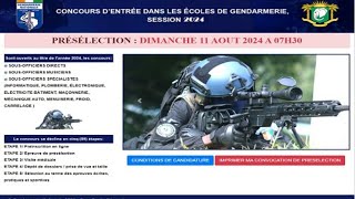 Concours De Gendarmerie 2024  Date Composition Ecrite Phase de Présélection  Imprimer Convocation [upl. by Ateloiv648]