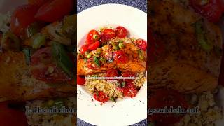 Lachs mit ￼Cherrytomaten und Frühlingszwiebeln auf Couscous  leckeres Sommergericht [upl. by Stacie331]