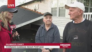 Couple at Portage mobile home park hit by tornado share harrowing experience [upl. by Neille]