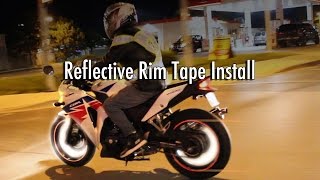 Motorcycle Rim Tape Installation amp Night Test Ride without Applicator [upl. by Coulter]