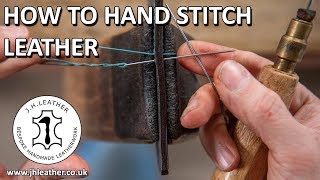 How to Hand Stitch Leather  Saddle Stitch Tutorial Beginner Leatherwork [upl. by Yraccaz475]