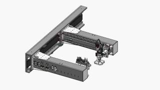 Servoantriebssystem für Handlingaufgaben  Zwei CFK Ausleger mit Linearmotor [upl. by Eileek]