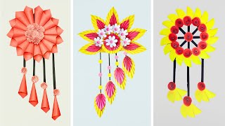 3 Unique Flower Wall Hanging  Paper Craft For Home Decoration  Easy Well Hanging [upl. by Zavras]