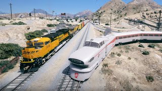 AEROTRAIN driving through Abandoned Railroads with 2 Trains 2 Tracks  Grand Theft Auto V [upl. by Ardnuahs107]