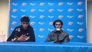 Chet Holmgren and Josh Giddey post game media availability 11323 Warriors  Thunder [upl. by Aetnahc]