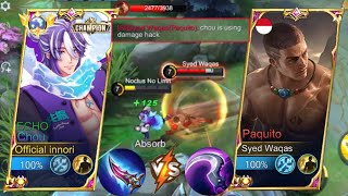 TOP GLOBAL CHOU VS TOP GLOBAL PAQUITO WHO WILL WIN🔥  Chou Vs Paquito Intense Match😱 [upl. by Stanislaw]