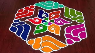 Latest Easy 13x7 dots Shankh Rangoli Kolam  Dhanurmasam Muggulu  Rangoli World [upl. by Dlorag858]