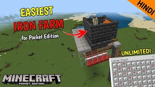 100 Working  Easiest Iron Farm Minecraft Pocket Edition [upl. by Maibach309]