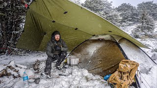 CAMPING In BLIZZARD  Snow and Ice STORM Tent Camping [upl. by Ailemaj]