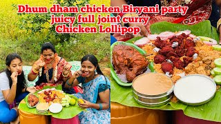 Dhum dham chicken Biryani party juicy full joint curry amp chicken Lollipop [upl. by Sulecram]