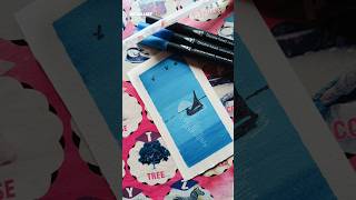 blue scenery boat scenery boat drawing shortvideo youtubeshorts shorts [upl. by Adirf]