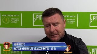 Hayes amp Yeading Utd 2  2 Ascot Utd  post match interview  8 October 2024 [upl. by Dominga798]