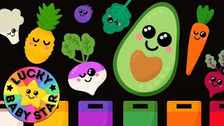 🥬🌈 Rainbow Colours with Dancing Fruit amp Vegetables Baby Sensory Video 🥦🍎 [upl. by Atelra]