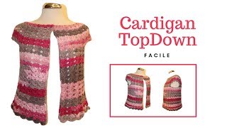 TUTORIAL Cardigan Top Down facilelafatatuttofare [upl. by Moffitt]