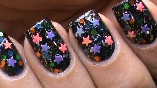 How to Do Star nail Art Designs  Glitter Nail Polish amp Small Stars [upl. by Ailedo]