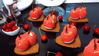 Easy entremet recipe🍒Cirese entremet 🍒Ciliegie entremet entremets [upl. by Erapsag]