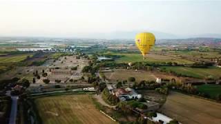 Aerial footage of Paestum greek ruins with hot air baloon in Italy [upl. by Idonna]