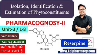 Reserpine  Extraction Isolation Identification amp Estimation  L8 Unit3  PharmacognosyII [upl. by Kaiulani782]