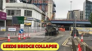 Leeds bridge collapse 120tonne section ‘crashes from crane’  Road shut [upl. by Joanne]