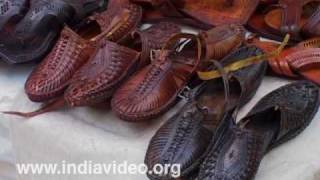 Shopping Kolhapuri leather footwear Maharashtra [upl. by Airyt]