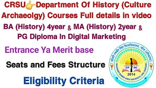 CRSU👉Department Of History Culture Archaeolgy Courses Full details in video Admission 202425 [upl. by Elagiba62]