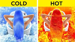 EXTREME HOT VS COLD CHALLENGE  Fire Girl vs Water Girl Were Adopted Parenting Hacks by 123 GO [upl. by Dorisa]