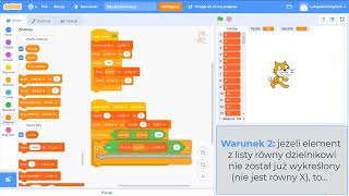 Programowanie w Scratchu Przesiewanie liczb  algorytm Informatyka klasa 7 WSiP [upl. by Luciano]