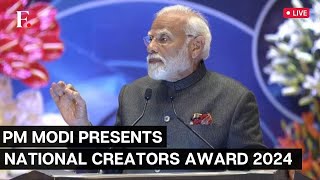 WATCH PM Modi Presents First Ever National Creators Award 2024 at Bharat Mandapam New Delhi [upl. by Aiksas58]