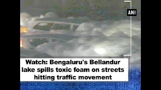 Watch Bengalurus Varthur lake spills toxic foam on streets hitting traffic movement [upl. by Nylirac]