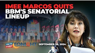 Sen Imee Marcos quits BBMs senatorial ticket [upl. by Anilegnave]