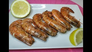 Langostinos o gambas a la plancha con ajo y perejil [upl. by Ailyt845]