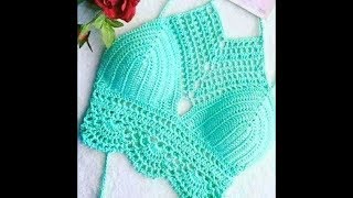 crochet top crop facil with subtitles in several lenguage [upl. by Akirahc]