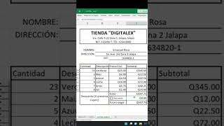 crear factura en Excel shorts excelshorts youtubeshorts [upl. by Hahseram]