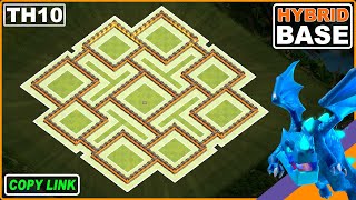 BEST TH10 Hybrid Base COPY LINK  COC Town Hall 10 TrophyWarFarming Base Design  Clash of Clans [upl. by Derriey]