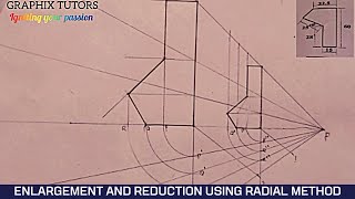 Reduction and enlargement by radial method in technical engineering drawing [upl. by Knick]