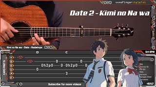 Kimi no Na wa Your name  Date 2  RADWIMPS  Fingerstyle Guitar Cover  TAB Tutorial [upl. by Enaile278]