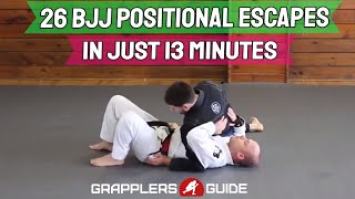 26 BJJ Positional Escapes In 13 Min  Reverse Scarf Hold North South Knee on Belly  Scully [upl. by Anileh]