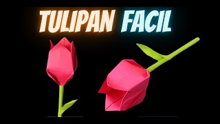 Como hacer un tulipán de papel fácil 🌷 Flores de papel [upl. by Tressa]