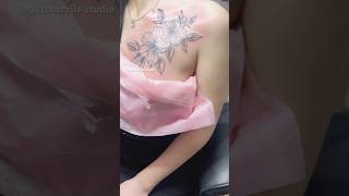 Chest tattoo  girl chest tattoo  girl chest floral flower tattoo tattoo shorts chesttattoo [upl. by Enale]