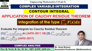 Application of Cauchy Residue Theorem  Contour Integration  Contour Integral Complex Analysis [upl. by Ttimme367]