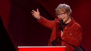 Ed Sheeran wins The BRITs Global Success Award  The BRIT Awards 2018 [upl. by Polad]