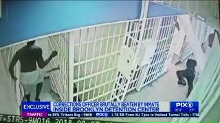 Correction Officer brutally attacked by inmate at Brooklyn Detention Center [upl. by Pollux656]