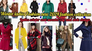 Winter long coat for ladies fashion trends🧥 latest woollen jacket gloves cap stoler design [upl. by Eillod]