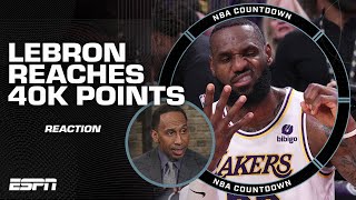 REACTION to LeBron James reaching 40K career points  NBA Countdown [upl. by Ahsita]