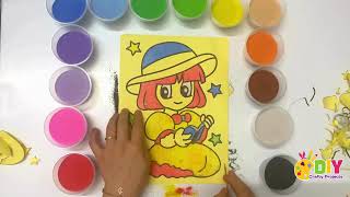 Girl Sand Painting  Sand painting for kids  DIY Crafty Projects [upl. by Binnie833]